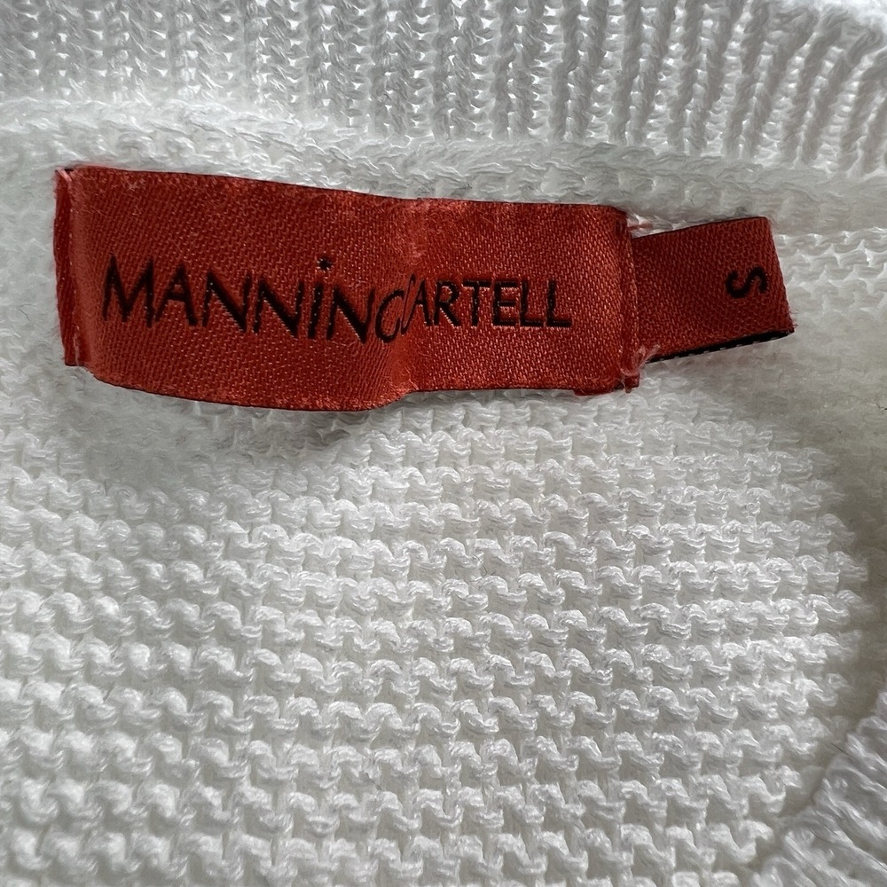 Manning Cartell White Knit Sweater Sm Asymmetric Fringe Avant Garde Minimalist - Picture 8 of 15